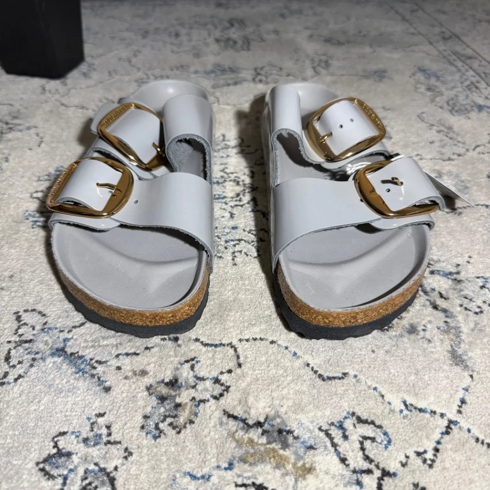 Birkenstock Arizona Big Buckle Narrow Leather Sandal Grey - Picture 6 of 9